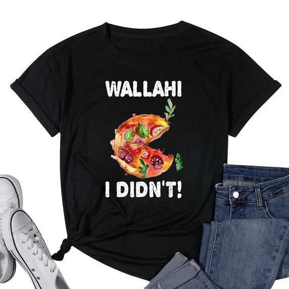 Funny Pizza Graphic Design For Women Ramadan T-Shirt Black Medium