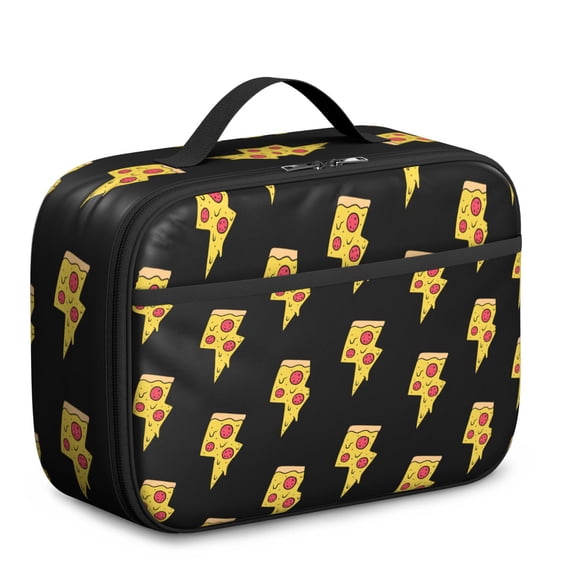 Funny Pizza Party Lunch Box - Durable Oxford Cloth Insulated Tote with Spill-Resistant Interior & Separate Mesh Compartment