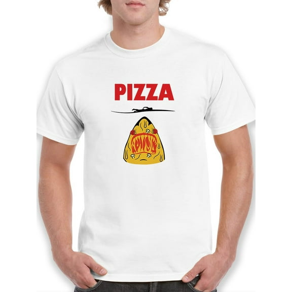 Funny Pizza Shark Movie Graphic Men White T-Shirt, Male Small