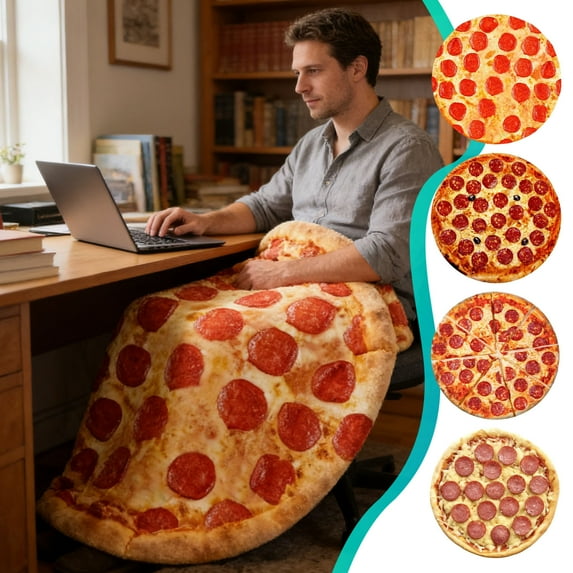Funny Pizza Slice Nap Blanket, Soft Flannel Food-Shaped Throw Blanket, Oversized Cozy Blanket for Napping, Lounging, Sofa, Bed & Movie Nights, Unique Novelty Gift for Teens & Adults, 35.43in, A