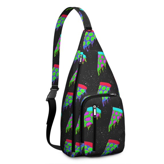 Funny Pizza Sling Backpack for Pizza Lovers – Cartoon Pepperoni & Cheese Print Crossbody Daypack for Teens, Women & Foodies – Lightweight & Cheesy Design for Travel, Hiking, School, Pizza Parties