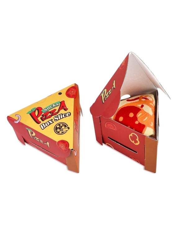 Funny Pizza Socks Box for Men Dad Women Teen Boys - Pizza Lovers Gifts Novelty Food Silly Socks-Easter Fathers Valentines Birthday Gifts Ideas Christmas Stocking Stuffers(Red,1 Pairs)