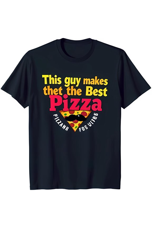 Funny Pizza T-Shirt with & 'This Guy Makes the Best Pizza' Dark Blue