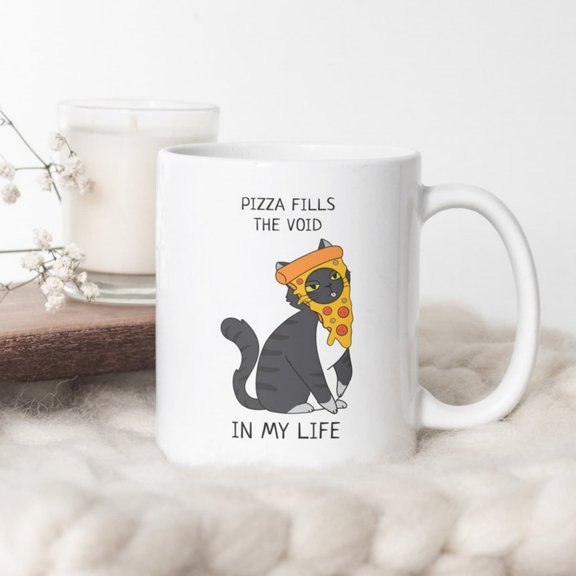 Funny Pizza t Mug, Pizza Fills The Void In My Coffee Cup, Overeating Gift, Pizza Lover Mug, Depression Gift, t Owner Mug Gift