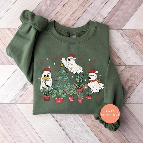 Funny Plant Ghost Sweatshirt, Halloween Plant Lady Shirt, Plant Lover Gift, Ghost Crewneck Sweatshirt