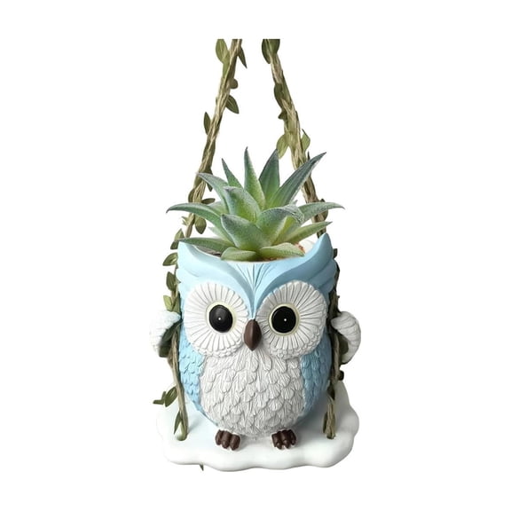 Funny Plant Pots, Swing Owl Planter, Small Owl Plant Pots with Drainage Hole for Indoor Outdoor, Cute Planter with Water Drainage Design, Home Decor for Garden Patio Porch Bedroom Living Room