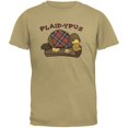 thumbnail image 1 of Funny Platypus Plaid-ypus Tan Adult T-Shirt, 1 of 1