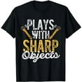 thumbnail image 1 of Funny Plays With Sharp Objects Hatchet Thrower Axe Throwing T-Shirt, 1 of 5