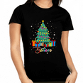 thumbnail image 1 of Funny Plus Size Christmas Shirts for Women Christmas Shirts for Family Christmas Tree Believe Shirt, 1 of 5