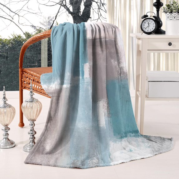 Funny Plush Blanket for Baby Toddler Women Friends Abstract Graffiti Art Flannel Blanket Super Soft Warm & Breathable Bed Throw Blanket for Sofa Chair Bed Blue & Gray 50x60inch