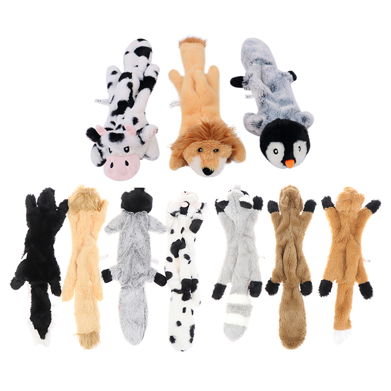 Funny Plush Pets Unstuffed No Mess Squeaky Animal Dog Toy Cute Puppy