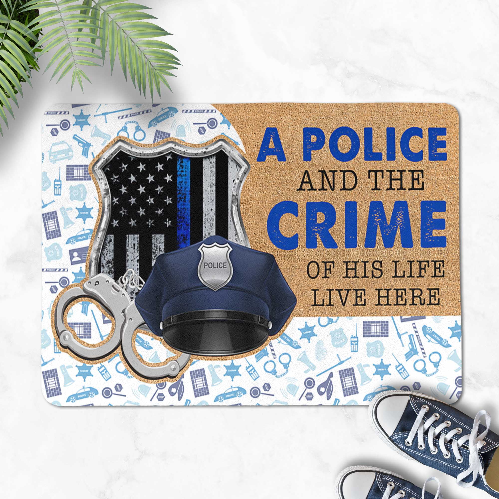 Funny Police Entry Rug, Badge and Hat Design for Law Enforcement Home ...