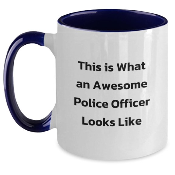 Funny Police Officer Gifts from Friends - Two Tone Coffee Mug for Graduation - This Is What An Awesome Police Officer Looks Like