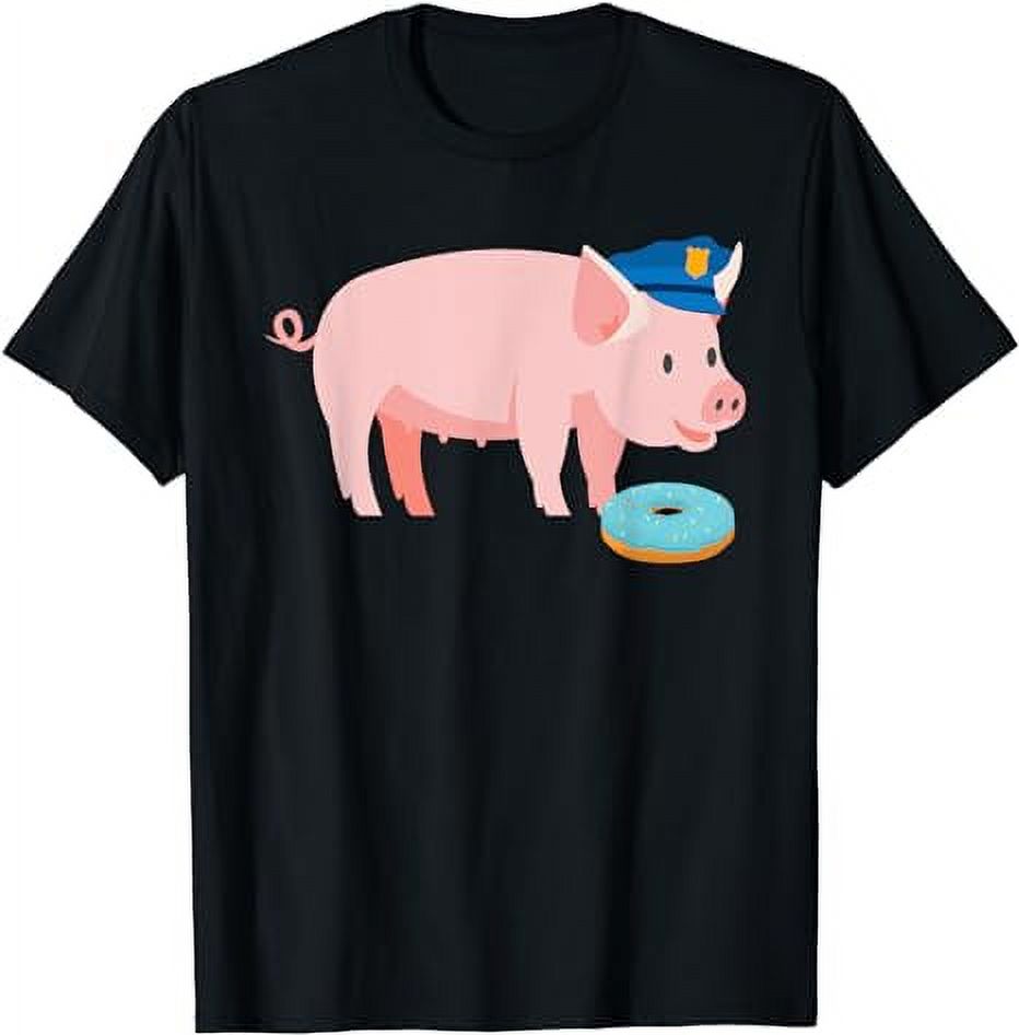 Funny Police Officer Pig Cop and Doughnut Joke Gift TShirt