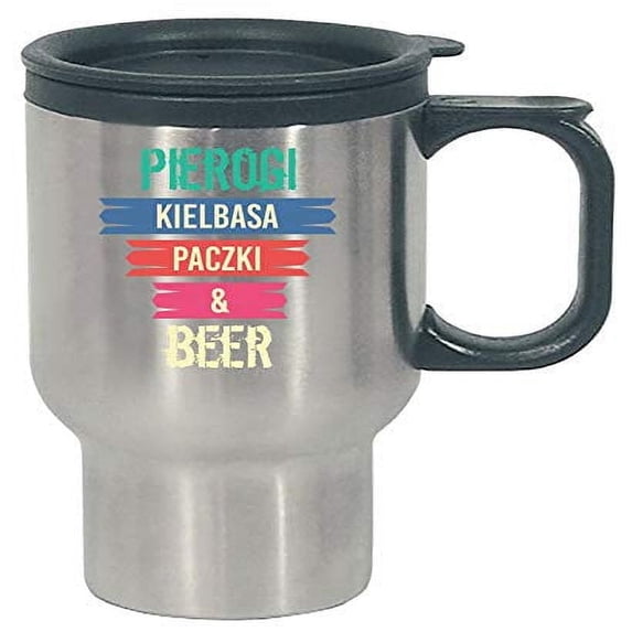 Funny Polish Pierogi Kielbasa Steel Travel Mug - Humor & Pride Gift
