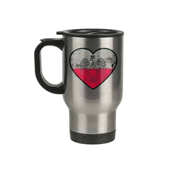 Funny Polish Travel Mug - Stainless Steel with Heart Design for Poland Pride