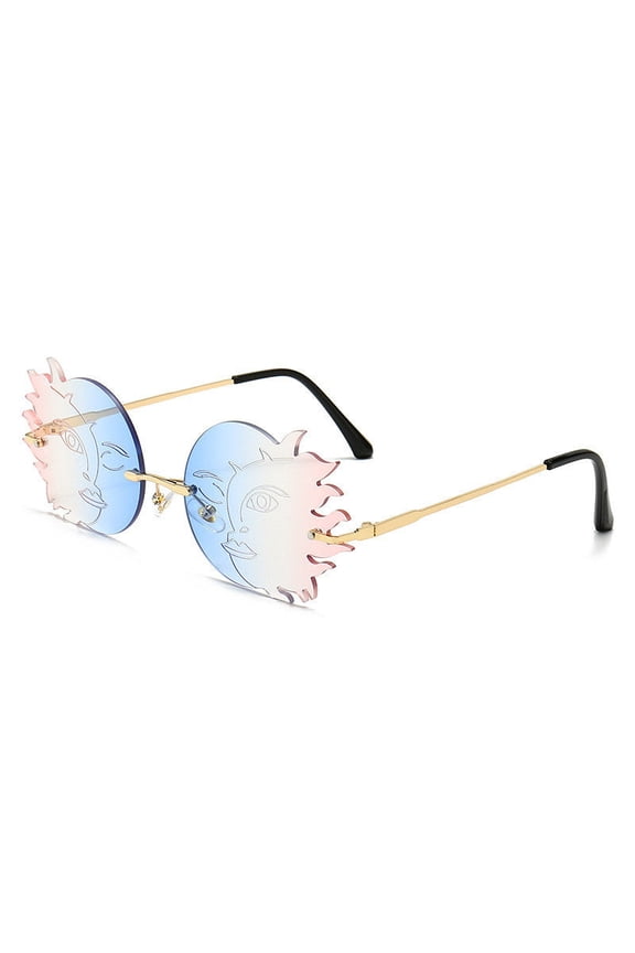 Polygonal Metal Frame Sunglasses with Unique Lens Colors Funny Non Polarized PC Lenses Personality Sun Glasses for Women and Men Fashion Eyewear