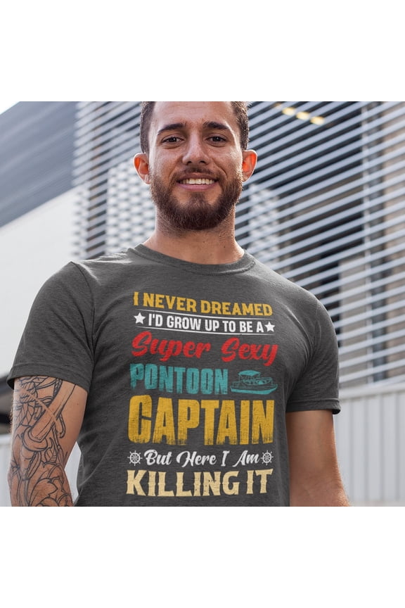 Funny Pontoon Captain Shirt Boating Gift Fathers Day Nautical Tee