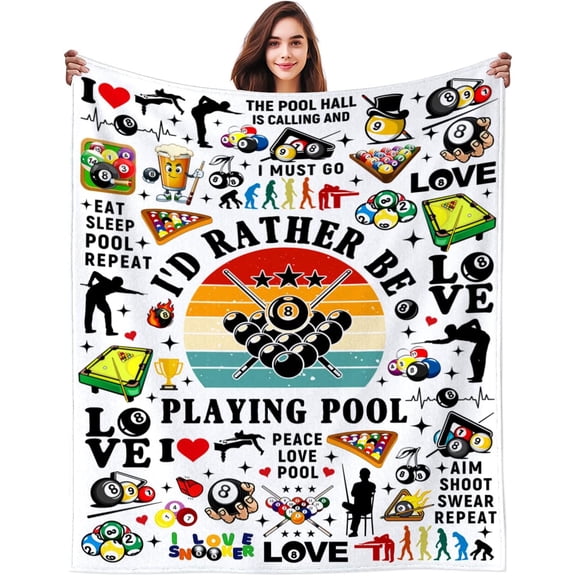 Funny Pool Balls Gifts for Men Cute Billiard Balls Blanket Throw Stuff Cozy Billiard Balls Plush Bedding Billiards Pool Ball Accessories for Men Women Boys Adults Player Lovers Room Decor