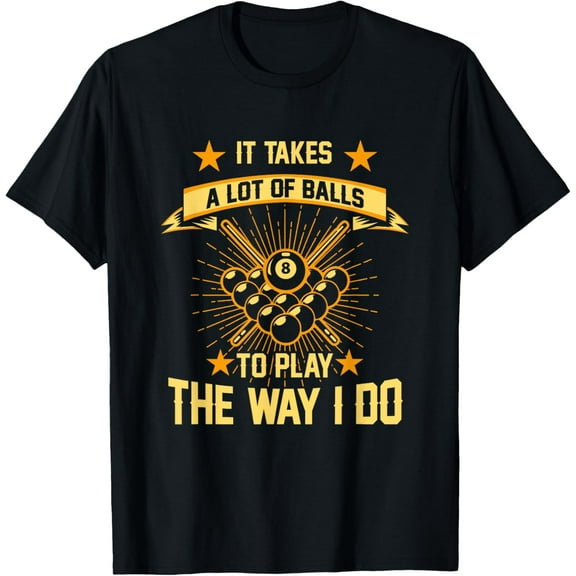 Funny Pool Player - Billard 8-Ball T-ShirtMen's and women's gift, black and white T-shirt, size: Extra large S-4XL
