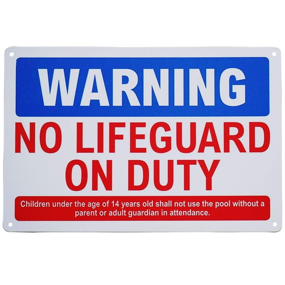 Funny Pool Safety Rules Warning NO Lifeguard on Duty Sign for Residential or Commercial Swimming Pools (Aluminum) Size: 12 x 16 inch