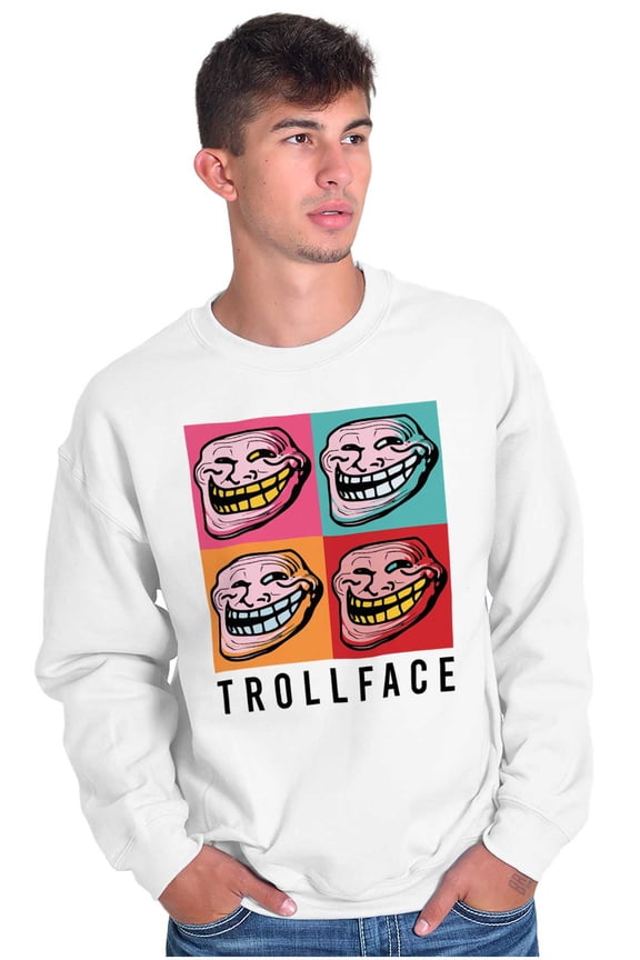 Funny Pop Art Squares Troll Face Meme Unisex Plus Size Sweatshirt Brisco Brands 2X