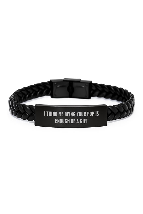 Funny Pop Interlaced Leather Bracelet Gifts from Friend, Gift for Pop, Unique Graduation Gifts