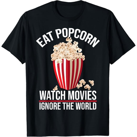 Funny Popcorn Art For Men Women Movie & Film Popcorn Lover T-Shirt