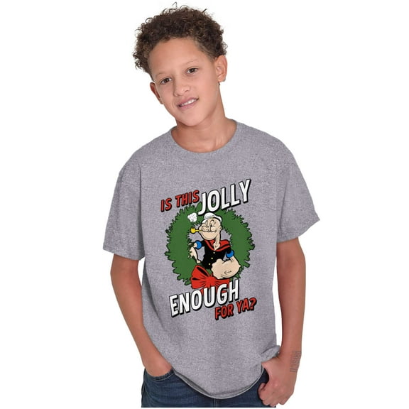 Funny Popeye Jolly Enough Christmas Crewneck T Shirts Boy Girl Teen Brisco Brands S