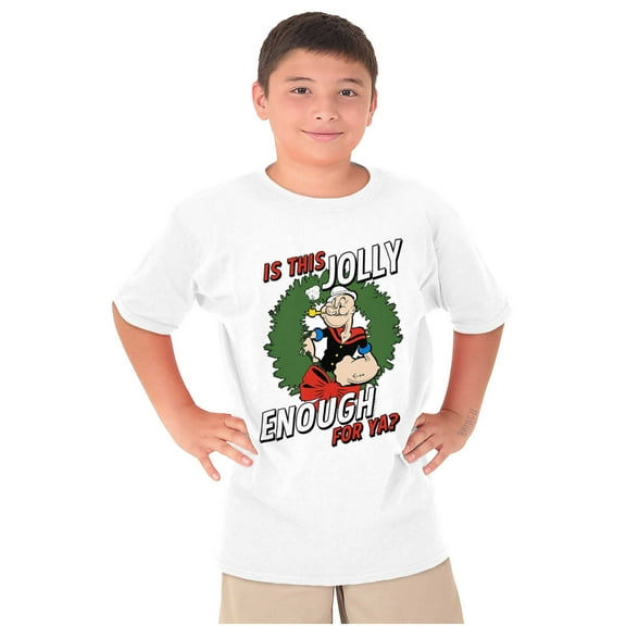 Funny Popeye Jolly Enough Christmas Crewneck T Shirts Boy Girl Teen Brisco Brands S