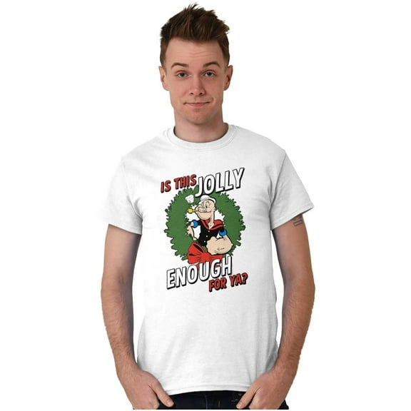 Funny Popeye Jolly Enough Christmas Men's Graphic T Shirt Tees Brisco Brands S