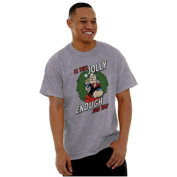 Funny Popeye Jolly Enough Christmas Men's Graphic T Shirt Tees Brisco Brands S