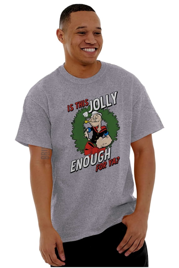 Funny Popeye Jolly Enough Christmas Men's Graphic T Shirt Tees Brisco Brands S