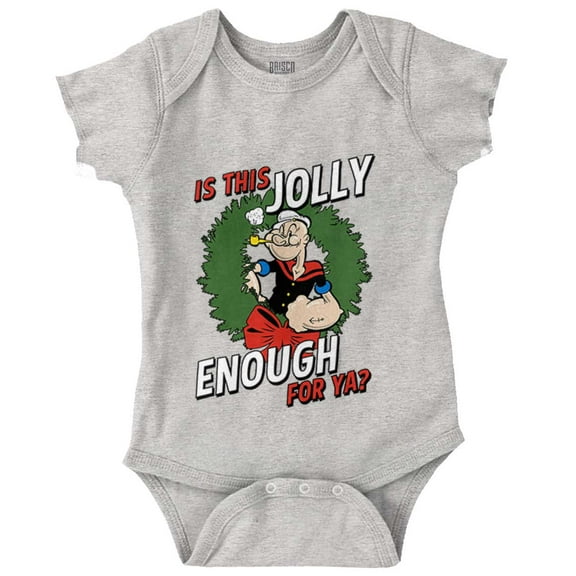 Funny Popeye Jolly Enough Christmas Romper Boys or Girls Infant Baby Brisco Brands 18M