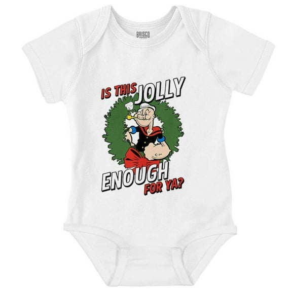 Funny Popeye Jolly Enough Christmas Romper Boys or Girls Infant Baby Brisco Brands 6M