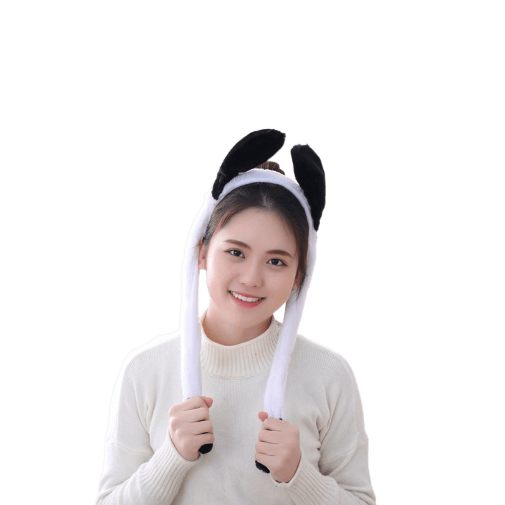 Funny Popping Up Plush Pressing Rabbit Ears Ear Move Headband Ear Flag