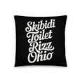 Funny Popular Quote Basic Pillow, Skibidi Toilet Rizz Ohio (18″×18
