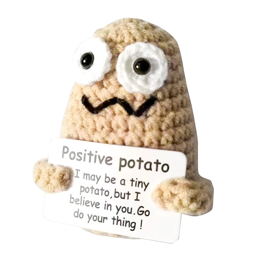Positive Potato Toy Gifts Funny Crochet Positive Potato Knitted Doll with  Positive Card, Mini Creative Small Gifts for Friends Party Decoration