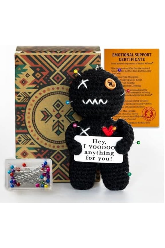 Funny Positive Voodoo Doll, Ugly Dolls Keychain, Emotional Support Gift, Cute Wool Crochet Doll with Needles, Stuffing Decoration Inspirational Positive Ornaments Gifts for Coworkers