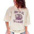 thumbnail image 1 of Funny Possum Quote Shirt, First of All I'm a Delight Tee, Sarcastic Animal Lover T-Shirt, Cute Opossum Illustration Gift, Ivory Comfort Colors T-Shirt, 2XL, 1 of 1