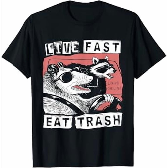 Funny Possum Raccoon Live Fast Eat Trash Street Cats Squad T-Shirt