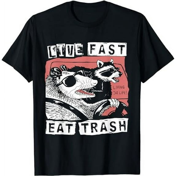 Funny Possum Raccoon Live Fast Eat Trash Street Cats Squad T-Shirt