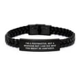 thumbnail image 1 of Funny Postmaster Gifts, Stainless Steel Interlaced Leather Birthday Braces from Friends to Men or Women, 'I'm A Postmaster. Not A Magician But I Can See Why You Might Be Confused.', 1 of 6