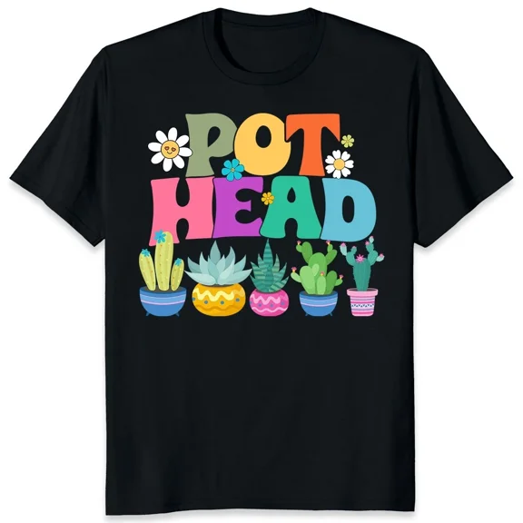 Funny Pot Head Succulent Garden Plants Gardening Humor Retro Plant Lover Unisex T-Shirt, up to size 5XL