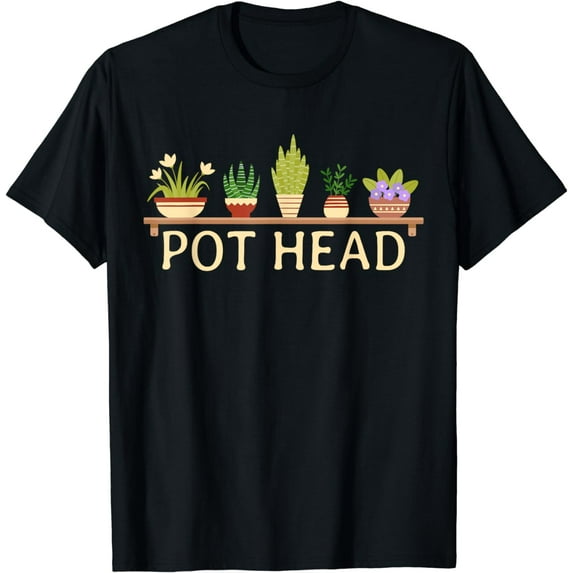 Funny Pot Plants Head Cute Funny Succulent Garden Gardening T-Shirt