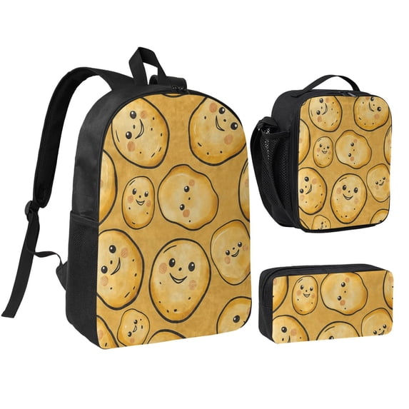 Funny Potato Backpack Set 3pc ,Backpack with Lunch Bag and Bag 17 Inch