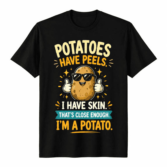 Funny Potato Graphic T-Shirt for Men Women, Basically A Potato Food Pun Shirt, Humorous Meme Tee, Potato Lover Gift, Funny Foodie Shirt, Vegetable Humor Novelty Graphic T-Shirt