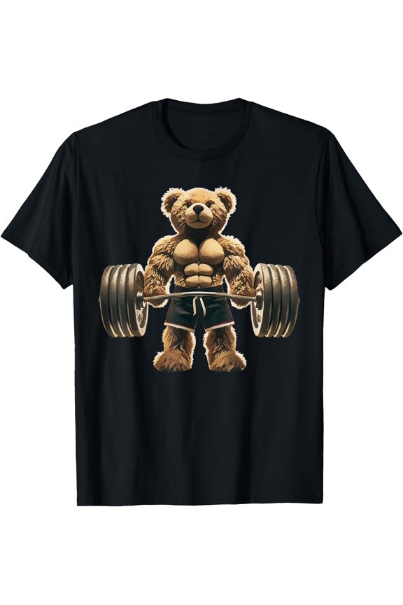 Funny Powerlifter Bear Deadlift Powerlifting Weights Gym T-Shirt