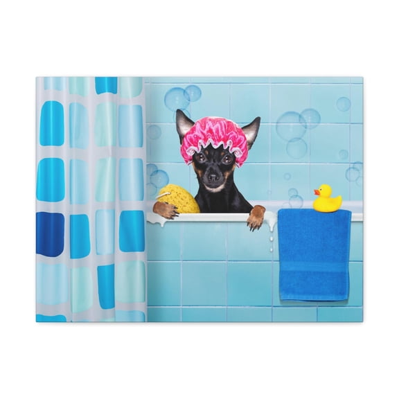 Funny Prague Ratter Bathee Canvas Wall Art for Home Decor Ready-to-Hang