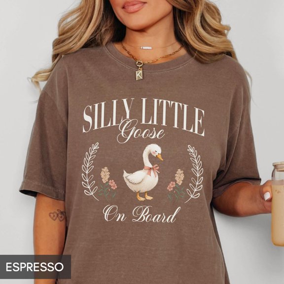 Funny Pregnancy Announcement Shirt Silly little goose on board Im Pregnant Trendy Baby Rev